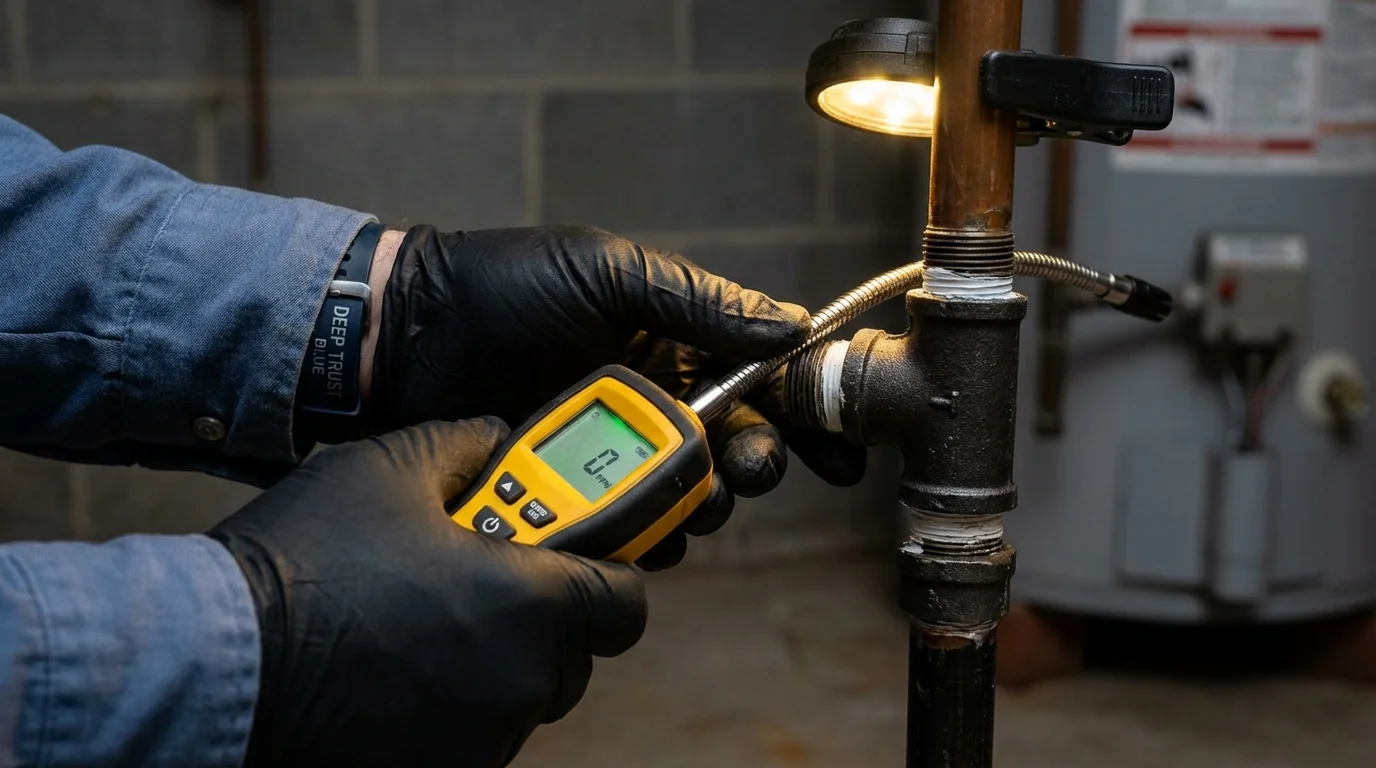 Gas leak detection with electronic sniffer by Johns Plumbing LLC in Elmira